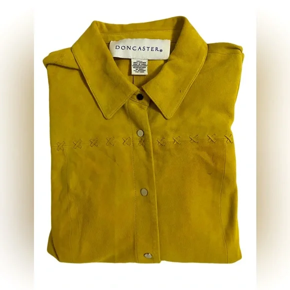 Doncaster | Jackets & Coats | Vintage Doncaster Womens Suede Leather Jacket  Yellow Gold Western Snap Closure | Poshmark